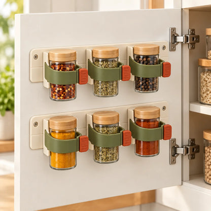 Cabinet-Door Spice Clip Set — in use