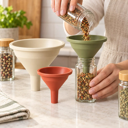 Spice Jar Funnel Set — in use