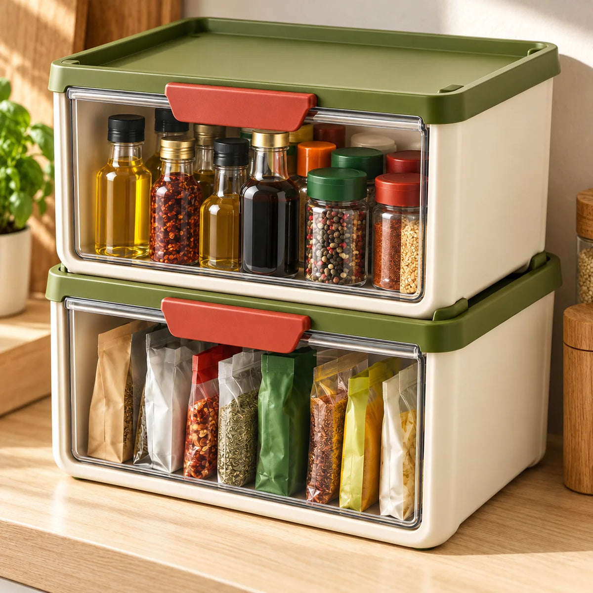 Stackable Condiment Bin Pair — detail