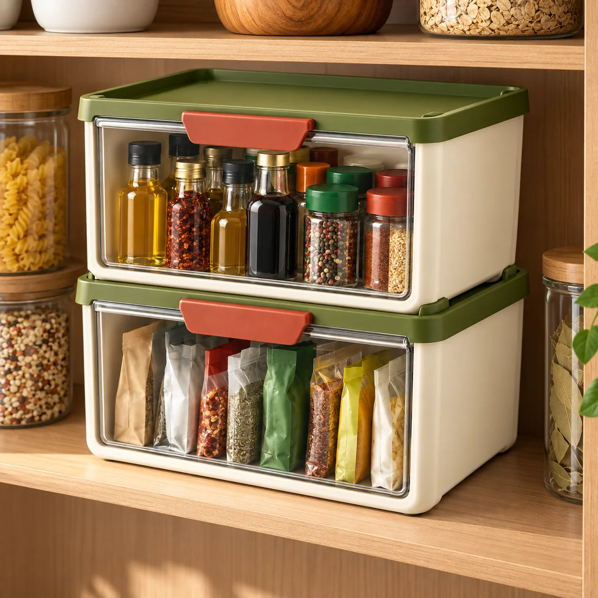 Stackable Condiment Bin Pair — function